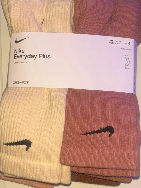 Nike Everyday Plus Crew Socks - Cream & Dusty Rose (6-Pack)