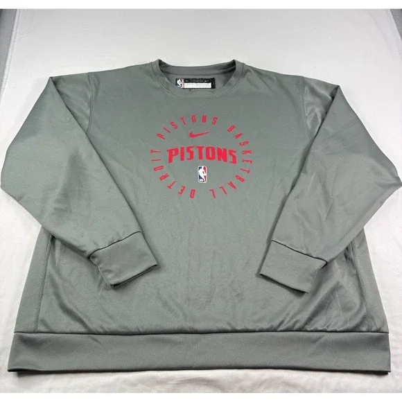 Detroit Pistons Nike Sweatshirt Mens 3XLT Tall Gray Team Issued Pullover NBA