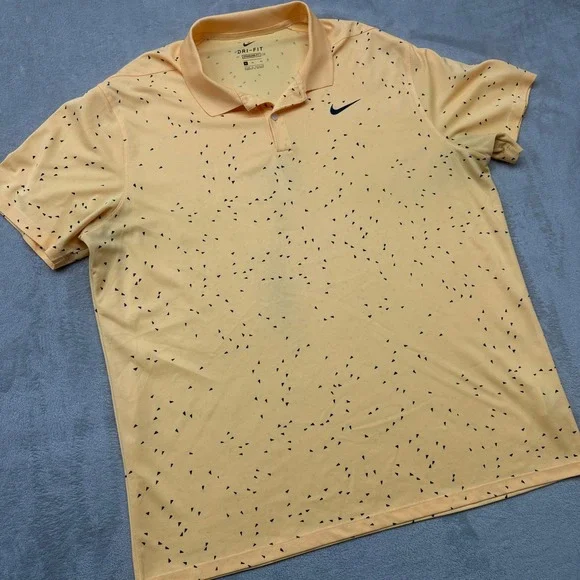 Nike Polo‎ Shirt Mens XL Peach Dri-FIT Golf Traingle Print All Over Geometric