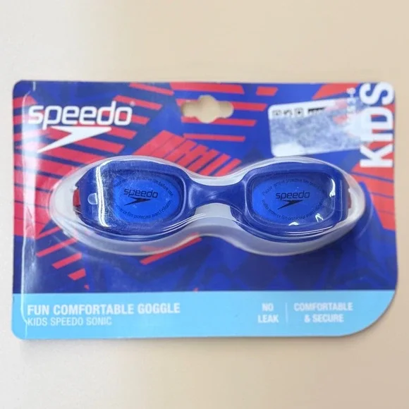 Speedo Sonic Kids Swimming Goggles Blue Red Anti Fog UV Protection Ages 3-6 NEW