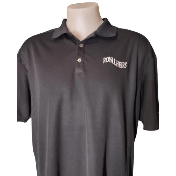 Nike Polo Shirt Men's XL Royal Heirs Logo Black Golf Athleisure  Short Sleeve