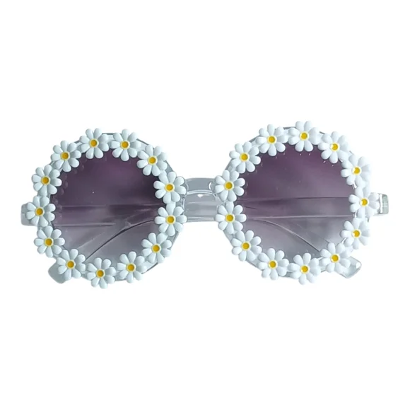 Daisy Frame Kids Sunglasses - Clear Frame with Purple Lenses