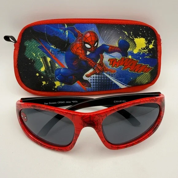 Marvel Red and Black Spider-Man Kids Sunglasses with Graphic Zip Case