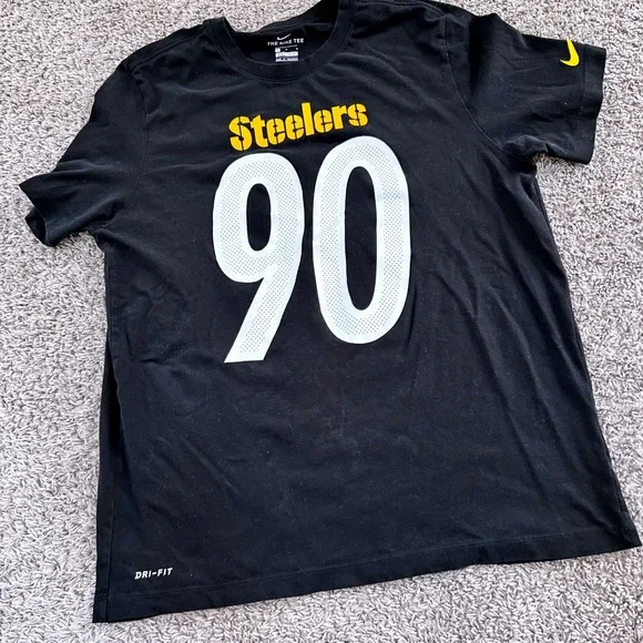 Nike Pittsburgh‎ Steelers TJ Watt 90 Dri-FIT Black T-Shirt Mens Large