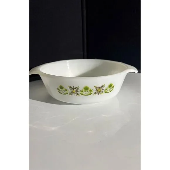 Vintage Anchor Hocking Fire King 1 Qt Green Meadow Pattern