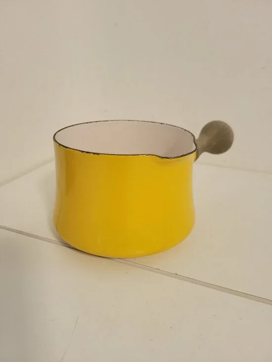 Vintage Dansk Kobenstyle Yellow Enamel Sauce Pot
