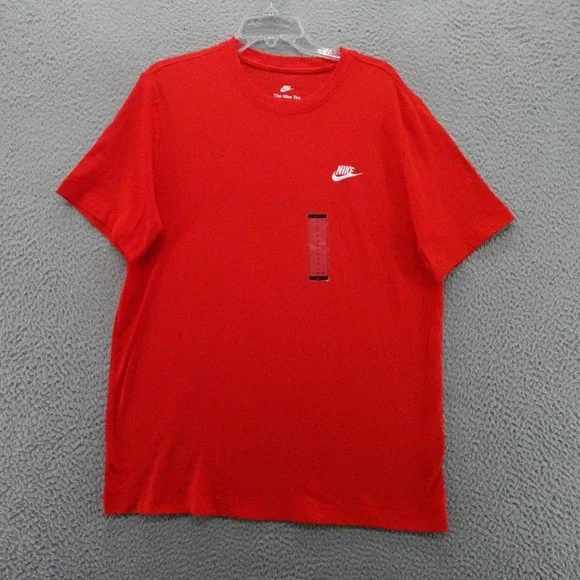 Nike Mens Tee Shirt Red‎ Short Sleeve Embroidered Futura Logo Large NEW