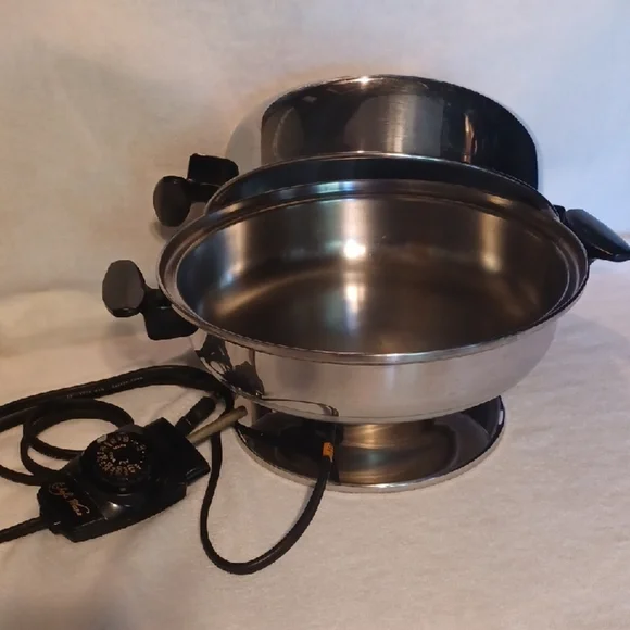 Towncraft Stainless Steel Electric Skillet Wirh Dome Lid Chef's Ware