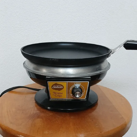 Vintage Sunbeam M'sieur Electric Crepe Maker Kitchen Appliance Plug In Desserts