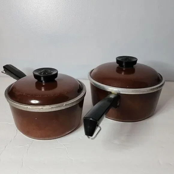 Vintage Club pans brown mod century modern with lids