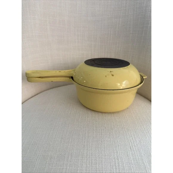 Vintage Le Creuset Size 18 (1 1/4qt) Yellow Utility Pot Lid 6 1/2 in Skillet‎