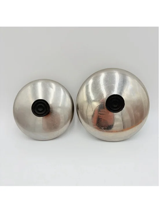 VINTAGE REVERE WARE Replacement Pot Lids Lot of 2 6” 7” Aluminum Black Knobs