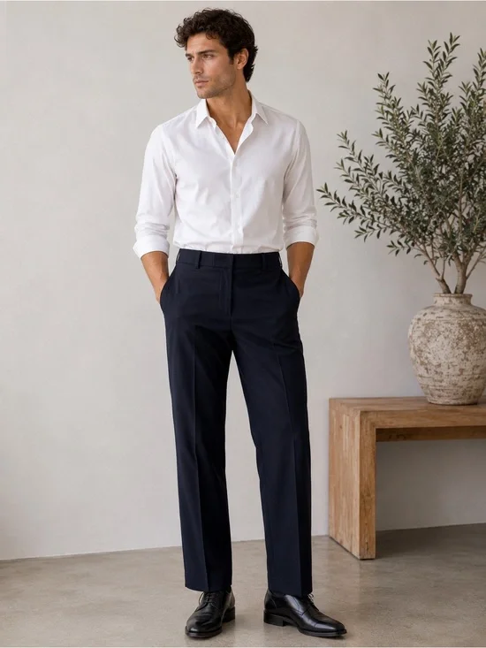 Gucci Uniform Men’s Wool Mohair Dress Trousers Navy Made in Bulgaria IT 44