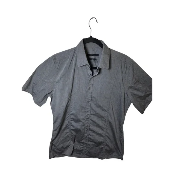 Gucci Mens Grey Short Sleeve Button Up Slim Fit Shirt Luxury Designer Grey