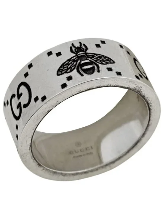 Gucci GG & Bee Ring 925 Sterling Silver