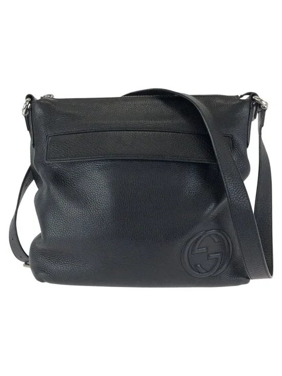 Gucci Interlocking Black Silver Leather Shoulder