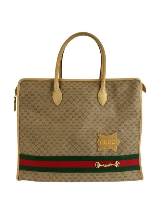 Gucci Vintage Micro GG Sherry Line Beige 24 02 Tote Business