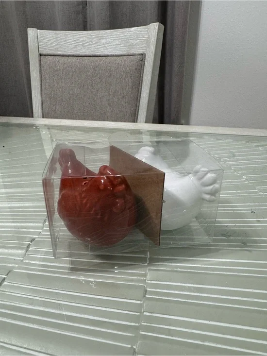 Ceramic Chicken Salt and Pepper Shakers - Red & White