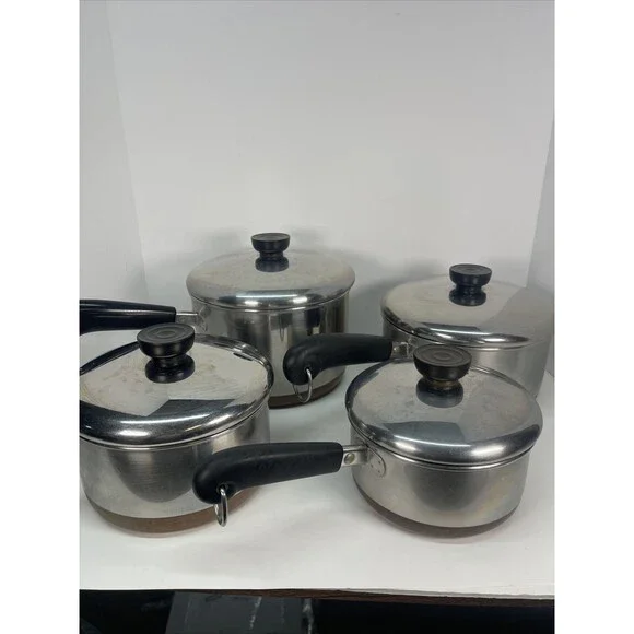 Revere Ware 1801 (4 Piece Set) Copper Bottom Cookware