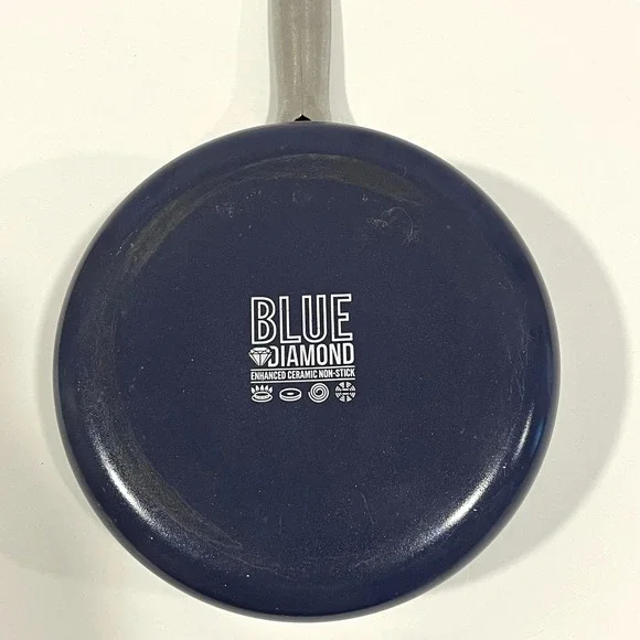 Blue Diamond Set of 3 Ceramic Non-Stick Frying Pans Pot Blue Stainless Handle