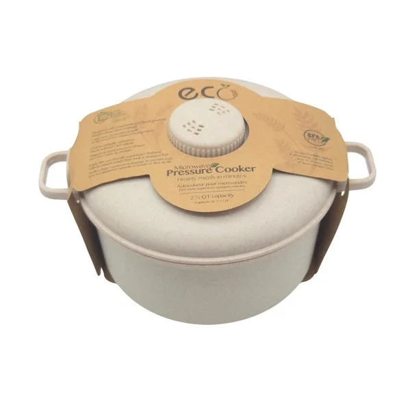 Eco Friendly Microwave Pressure Cooker 2.5Qt Wheat Straw Beige Fast Cookware NEW