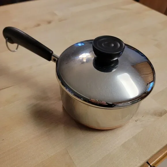 Revere Ware 1801 SaucePan 1 Qt Pot & Lid Copper Bottom Clinton Illinois USA made