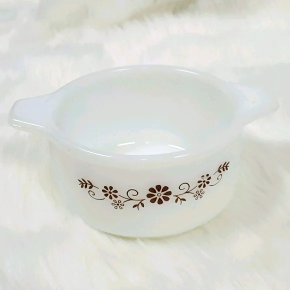 Vintage Pyr O Rey Dynaware Daisy Mine Casserole Dish Brown Retro Stoneware