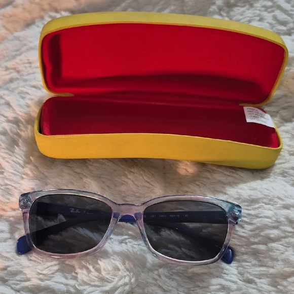 Ray-Ban Transparent Blue Sunglasses with Vibrant Case