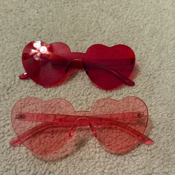Heart-Shaped Red and Pink Sunglasses