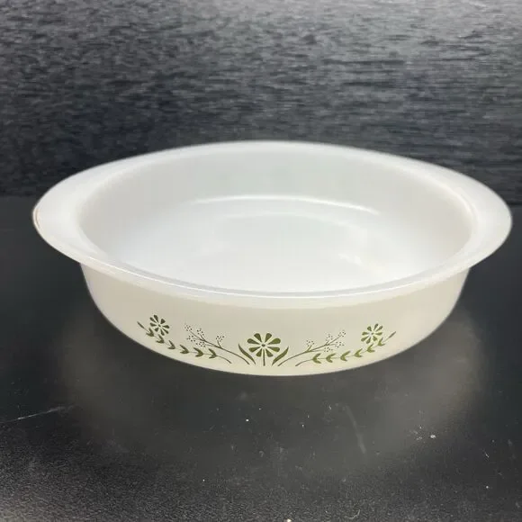 VINTAGE Glasbake Green Daisy 8