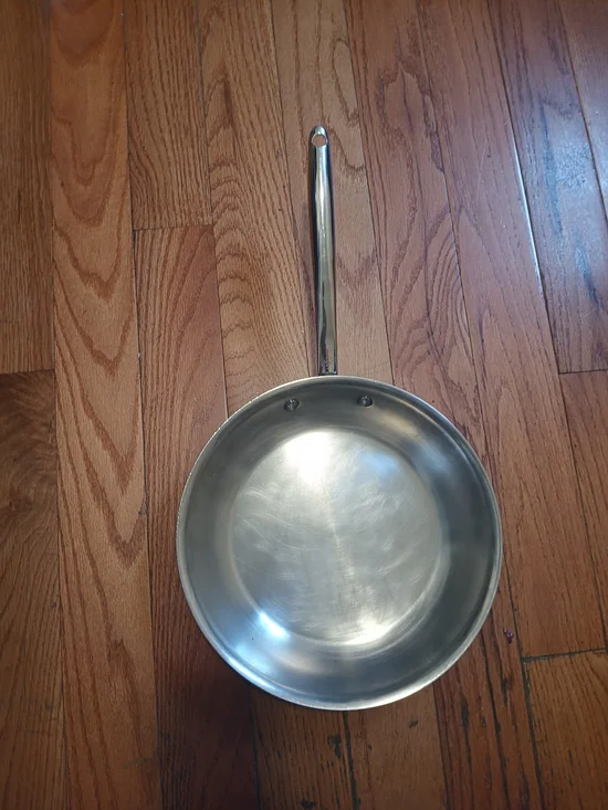 Polished Stainless Steel Fry Pan - Silver