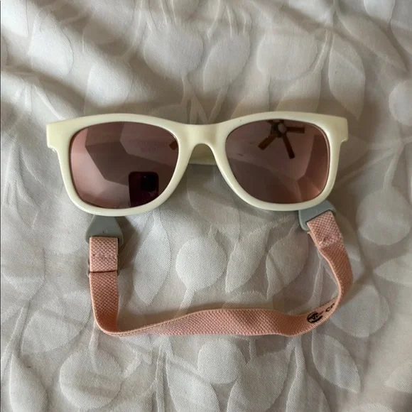 Kids Cream Sunglasses with Pink Strap
