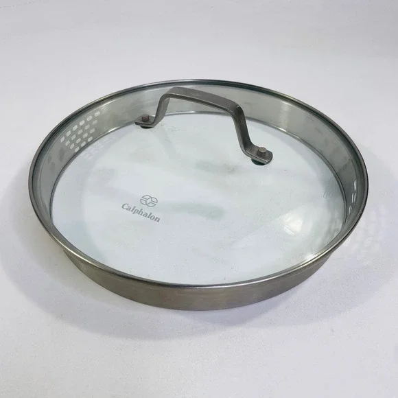 Calphalon 10 Inch Glass Straining Lid Stainless Steel Rim Replacement Cover