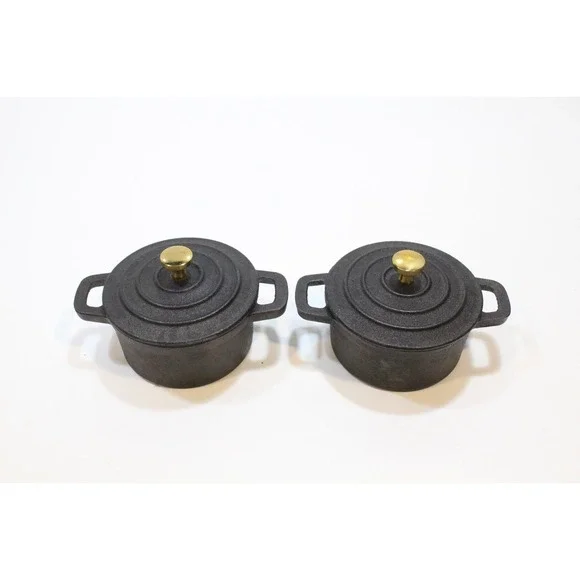 Set of 2 Crofton 8oz Mini Cast Iron Dutch Oven Pot‎ with Lid And Handles