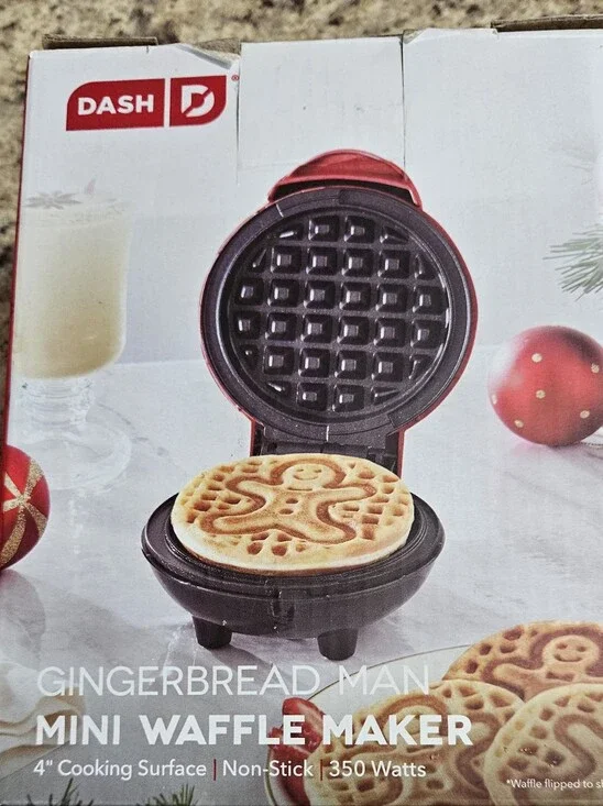 Dash Red Gingerbread Man Mini Waffle Maker