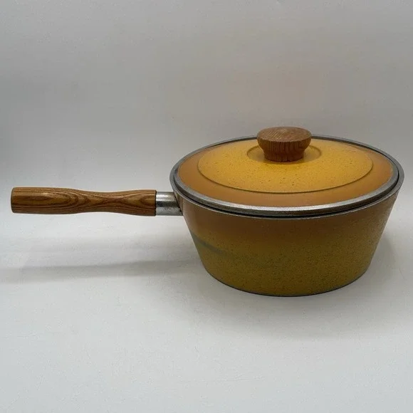 Vintage West Bend Country Forge Aluminum Harvest Orange 3 Qt Sauce Pan With Lid‎