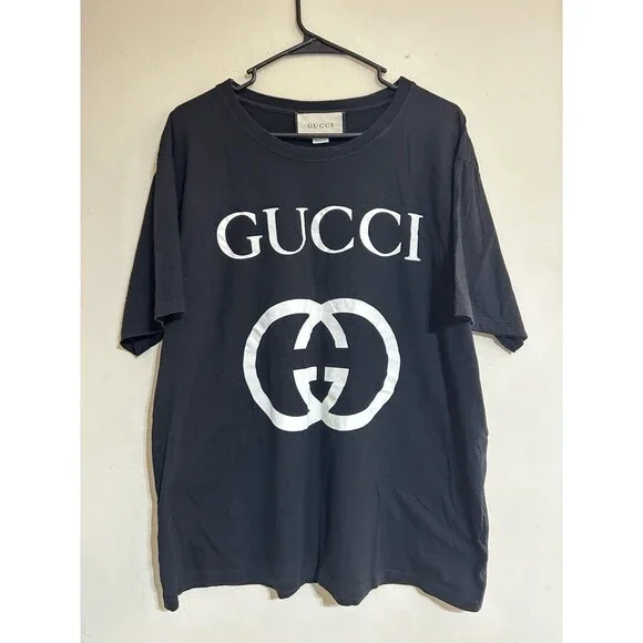 Gucci Black Interlocking G Logo Oversized T-Shirt - Size XXL (100% Authentic)