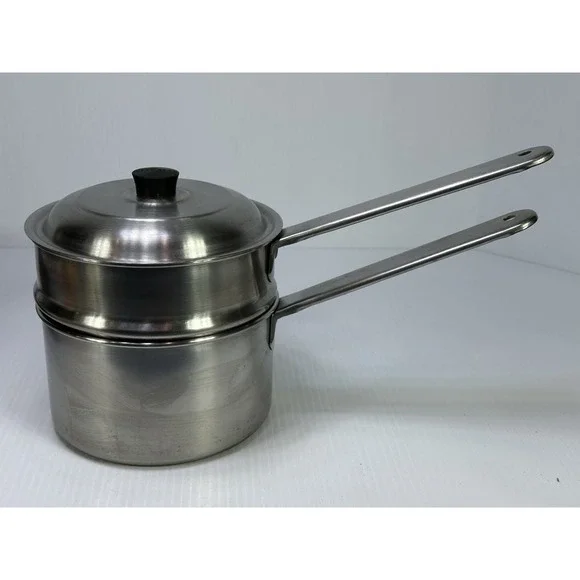 Vintage Lewis 1927 Stainless Ware Double Boiler West Bend Lid