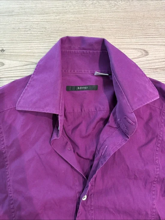 Gucci Vibrant Eggplant Purple Button-Down Shirt Sz 39/15.5