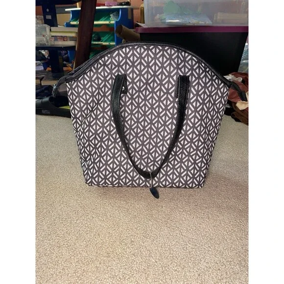 Eco One Insulated Lunch Tote Bag Black White Geometric Diamond Thermal Cooler