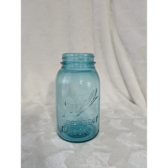 Vintage Ball Perfect Mason Blue Quart Mason #3 Jar 1923-1933