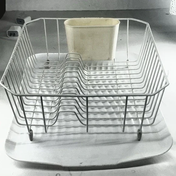 Vintage White Rubbermaid Dish Drainer Drying Rack Coated Wire 12.5