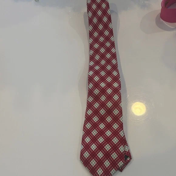 Red and White Checkered Boys Tie
