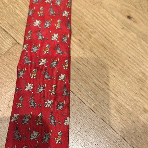 Salvatore Ferragamo Red Tie with Cartoon Motif