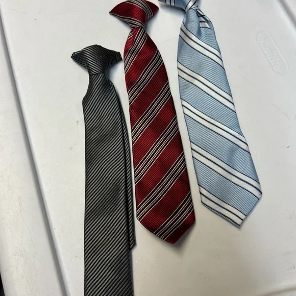 Stylish Kids' Striped Tie Trio - Black, Red, and Blue