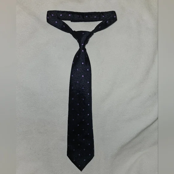 Gymboree Tie, Navy w/ Purple Polka Dots, Size 6 & Up, EUC