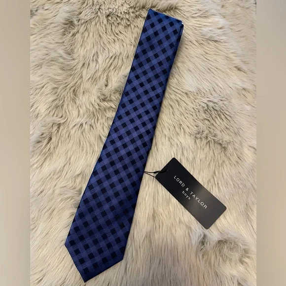 Lord & Taylor Blue Checkered Boys Tie