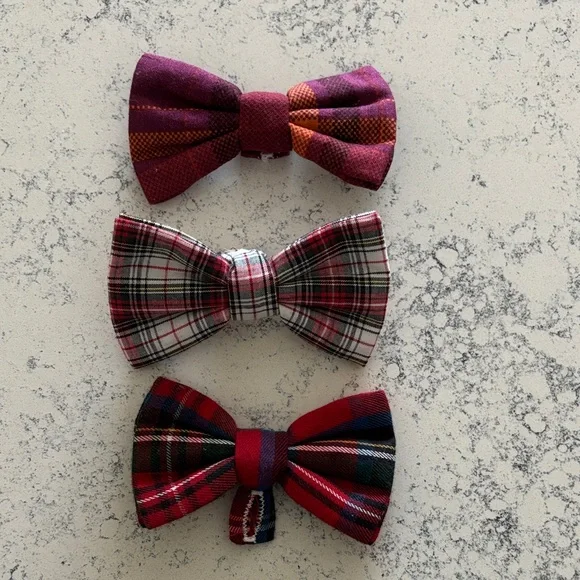 Lot of Little Mister Plaid Bow Ties - Red, Purple, and Multicolor