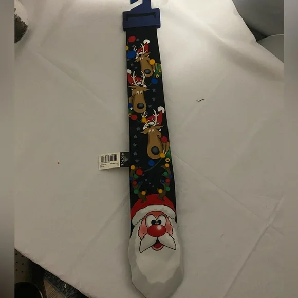 Festive Kids' Christmas Tie with Santa and Reindeer