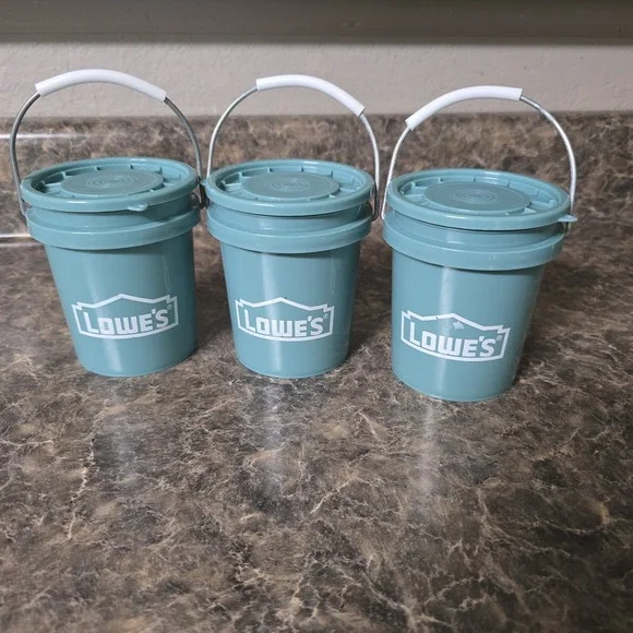 Lowe's Mini Buckets Limited Edition Teal Blue w / Lid Set of 3 Food Safe